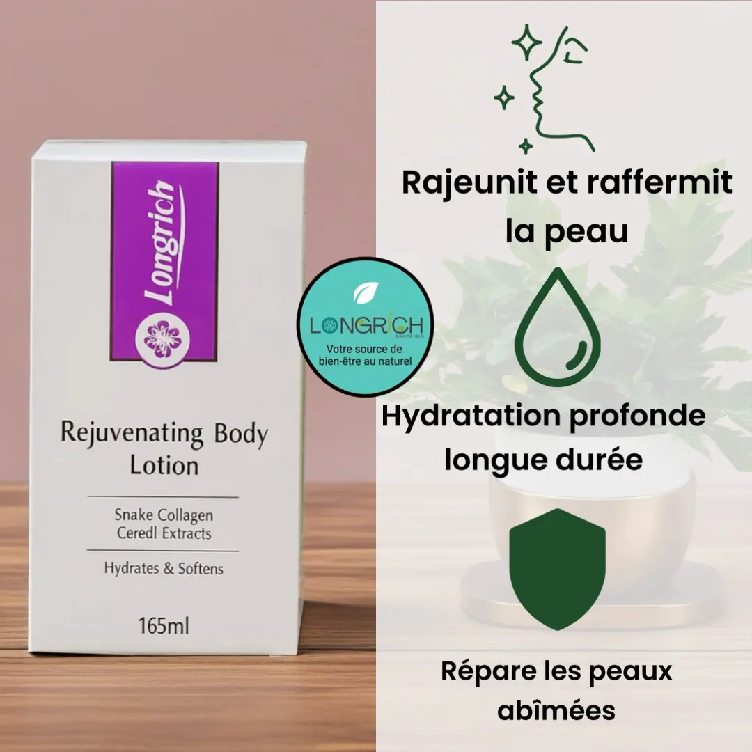 Lotion rajeunissante Longrich pour le corps, soin anti-âge et hydratant intense.