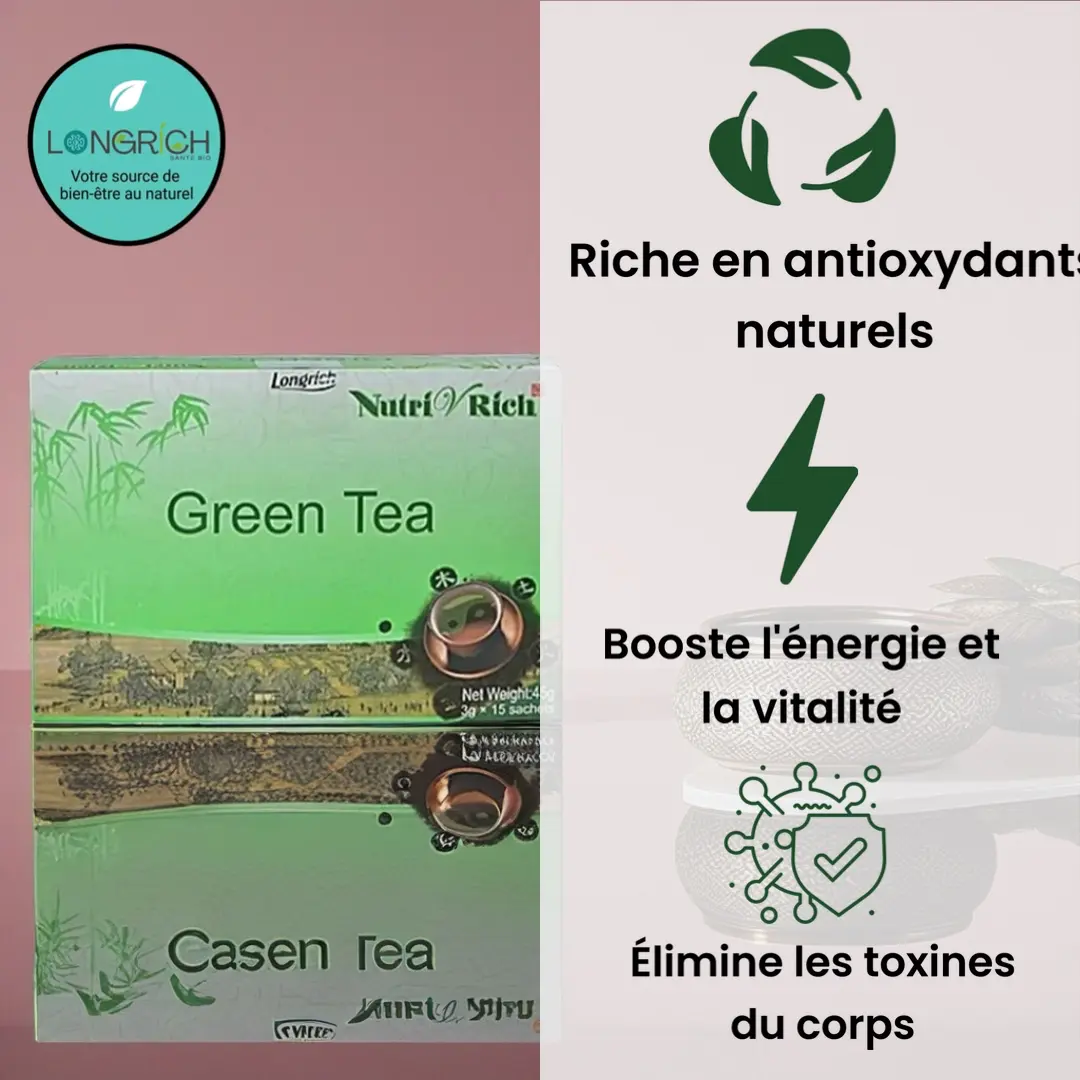 Thé vert Longrich naturel pour la détoxification et le renforcement du système immunitaire.