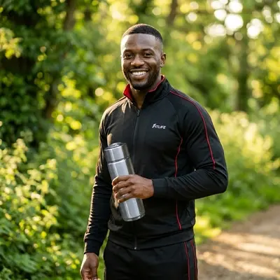 Sportif utilisant le gobelet alcalin